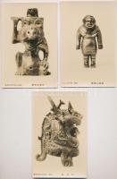 3 db RÉGI kínai képeslap szobrokkal / 3 pre-1945 Chinese postcards with sculptures