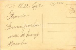 1934 Győr, Duna parti strand, család. photo (12,6 x 8,3 cm)