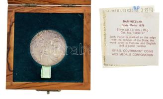 Izrael 1978. "Bar-micvó" kétoldalas, peremen jelzett Ag emlékérem "5617" sorszám...