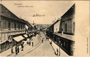 Kolozsvár, Cluj; Wesselényi Miklós utca, Kovács József és Pap Ernő üzlete. Schuster Emil kiadása / street, shops