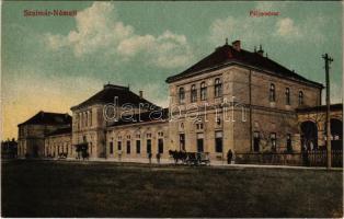 1940 Szatmárnémeti, Satu Mare; pályaudvar, vasútállomás / railway station + "1940 Szatmárnémeti visszatért" So. Stpl