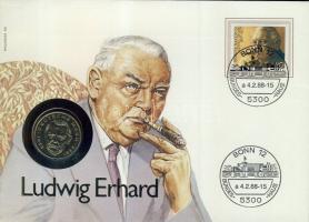 NSZK 1988. 2M "Ludwig Erhard" bélyeges érmés borítékon alkalmi bélyegzővel T:1