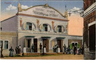 1917 Vodnjan, Dignano; Teatro Sociale / Színház. M. Fabro kiadása / theatre + K.u.K. I. Seebataillonskommando (EB)