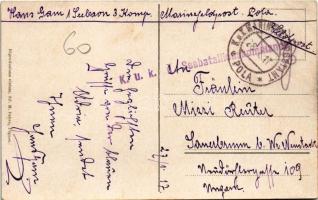 1917 Vodnjan, Dignano; Teatro Sociale / Színház. M. Fabro kiadása / theatre + "K.u.K. I. Seebat...