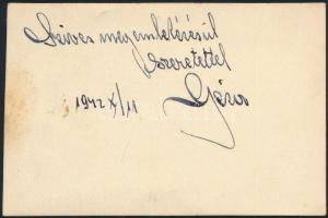 1942 Katonatiszt kitüntetésekkel, fotó, hátoldalán saját kezűleg feliratozva, 9x6 cm