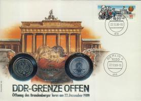 NSZK 1989. 1M + NDK 1982. 1M érmés borítékon NDK bélyeggel T:1