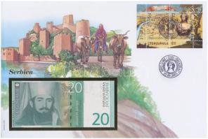 Szerbia 2000. 20D felbélyegzett borítékban, bélyegzéssel T:1  Serbia 2000. 20 Dinara in envelope with stamp and cancellation C:UNC