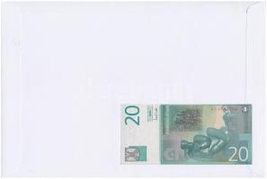 Szerbia 2000. 20D felbélyegzett borítékban, bélyegzéssel T:1 
Serbia 2000. 20 Dinara in envelope wi...