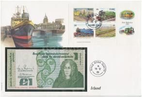Írország 1989.01.09. 1P felbélyegzett borítékban, bélyegzéssel T:1  Ireland 09.01.1989. 1 Pound in envelope with stamp and cancellation C:UNC