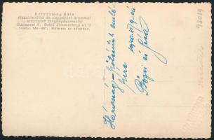 1940 Horthy-korszak, repülő hadnagy esküvői fényképe, dísztőrrel, kitüntetésekkel, fotólap Keresztén...