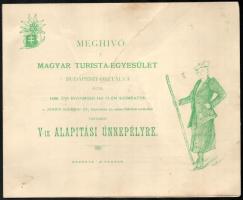 1896 Magyar Turista Egyesület Budapesti Osztályának meghívója V. alapítási ünnepélyre, gyűrődésekkel