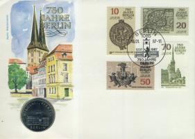 NDK 1987. 5M "Nikolaikirche" érmés borítékon teljes bélyegsorral, alkalmi bélyegzővel T:1