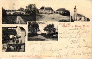 1900 Etsdorf am Kamp, castle, church, street view. Photograph Seering Nr. 118. (crease)