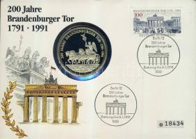 Németország 1991. "Brandenburgi kapu" Ffm bélyeges érmés borítékon elsőnapi bélyegzővel, hátoldali ismertetővel T:PP
