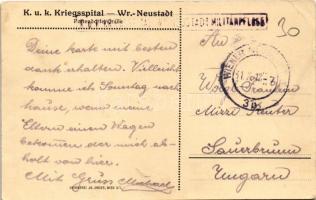 1918 Wiener Neustadt, Bécsújhely; K.u.K. Kriegsspital, Pottendorferstraße / WWI Austro-Hungarian K.u...