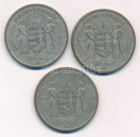 1930. 5P Ag "Horthy jobbra" (3x) T:2-,3 patina Adamo P8
