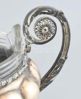 Ezüst (Ag) füles kínálótál 6 asztalközép, hibátlan, csiszolt korabeli üvegbetéttel. Jelzett, 40x21x1...