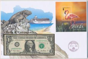 Turks- és Caicos-szigetek 2001. 1$ felbélyegzett borítékban, bélyegzéssel T:I Turks and Caicos Islands 2001. 1 Dollars in envelope with stamp and cancellation C:UNC