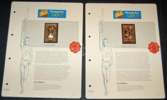 "VIII. Olimpiai játékok-Párizs 1924" 10c-50c komplett sor, összesen 4db klf aranyfóliás bé...