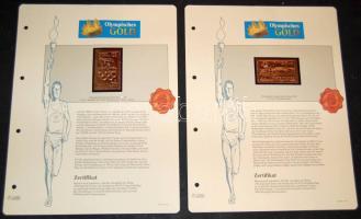 "XVII. Olimpiai játékok-Róma 1960" 5L-200L komplett sor, összesen 9db klf aranyfóliás bélyeg, ismertető tanúsítvánnyal! Csak 4999db!