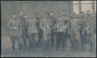 cca 1914-1918 Magas rangú cs. és kir. katonatisztek csoportképe, kitüntetésekkel, I. világháborús fotólap, 13x7,5 cm / High-ranking K.u.K. officers with decorations, WWI photo