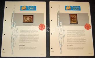 "XV. Olimpiai játékok-Helsinki 1952" 12M-25M komplett sor, összesen 4db klf aranyfóliás bélyeg, ismertető tanúsítvánnyal! Csak 4999db!