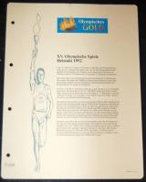 "XV. Olimpiai játékok-Helsinki 1952" 12M-25M komplett sor, összesen 4db klf aranyfóliás bé...