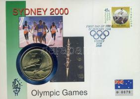 Ausztrália 2000. 5$ "Sidney-i olimpia" bélyeges érmés borítékon elsőnapi bélyegzővel, hátoldali ismertető tanúsítvánnyal T:BU