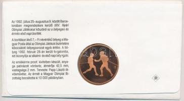 1992. Papp László (1947-) "Barcelonai Olimpia- Magyar Csapat" bronz emlékérem érmés boríté...