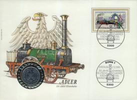 NSZK 1985D 1M bélyeges érmés borítékon elsőnapi bélyegzővel T:1