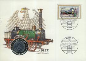 NSZK 1985D 1M bélyeges érmés borítékon elsőnapi bélyegzővel T:2+