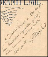 Ábrányi Emil (1882-1970) zeneszerző, karmester dedikált palotás kottája