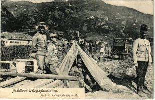 1909 Cs. és kir. távirati ezred vezeték nélküli távíró állomása katonákkal / Drahtlose Telegraphenstation. K.u.K. Telegraphenregiment / Austro-Hungarian Telegraphy Regiment, wireless telegraphy station with soldiers (EK)