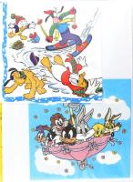 285 db szalvétából álló szalvétagyűjtemény vegyes témában (Disney, állatok, növények, húsvét, karácsony, stb.) 5 dossziéban