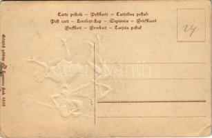 Krampus and Lady Krampus with pitchfork. Hannovera Serie 4888. Emb. litho (EB)