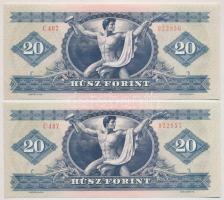 1980. 20Ft (2x) sorszámkövetők "C 407 022856 - C 407 022857" T:I,I- Adamo F17