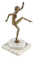 Bakonyi Sándor (1892-1937): Art deco táncos. Bronz márvány alapon 32 cm jelzet