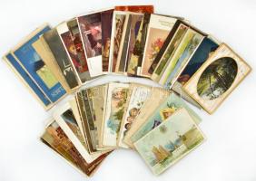 Kb. 100 db RÉGI motívum képeslap vegyes minőségben, lithok is / Cca. 100 pre-1945 motive postcards in mixed quality, lithos too