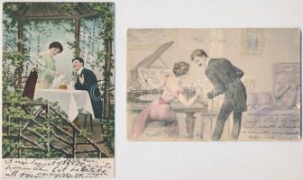 24 db RÉGI hosszú címzéses motívum képeslap vegyes minőségben: szerelmes párok, romantika / 24 pre-1910 motive postcards in mixed quality: romantic couples in love