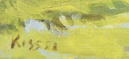 Kiss M jelzéssel: Kirándulók. Olaj, vászon. Dekoratív fakeretben. 41x50 cm