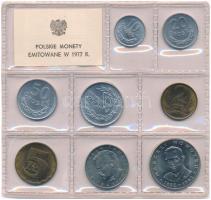 Lengyelország 1977. 10g - 20Zl (8xklf) forgalmi sor  fóliatokban T:1 patina Poland 1977. 10 Groszy - 20 Zlotych (8xdiff) coin set in foil packing C:UNC patina