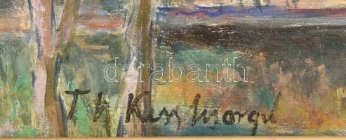 Th Kiss Margit jelzéssel: Séta a napfényben. Olaj, karton. Dekoratív, kissé sérült fakeretben. 35x45...