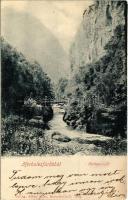 Herkulesfürdő, Baile Herculane; fahíd. Alfred Jäger kiadása / wooden bridge (EK)