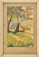 Jelzés nélkül: Magányos sátor, Bükkszék, 1968. Akvarell, papír, lap alja sérült. Üvegezett fakeretben. 35x23 cm.