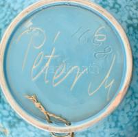 Péter Mária kerámiatál, jelzett, hibátlan, d: 28 cm