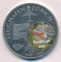 Svájc 1998. 50 éves a zürichi reptér fém multicolor emlékérem T:1 (eredetileg PP) fo. Switzerland 1998. 50th anniversary of the Airport in Zürich metal multicolor medallion C:UNC (originally PP) spotted