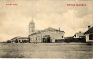 1912 Radnót, Radnuten, Iernut; Piactéri részlet, Michel B. üzlete, templom. Dunky Fivérek cs. és kir. udvari fényképészek kiadása / market square, shops, church (EK)