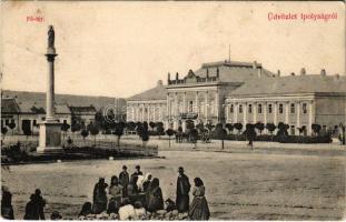 1905 Ipolyság, Sahy; Fő tér, piac, üzletek. Polgár J. kiadása / main square, market, shops (EK)