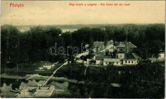 1909 Pöstyén, Piestany; Régi fürdők a szigettel. W.L. Bp. 5736. / Alte Bäder mit der Insel / spa, bath, island (r)