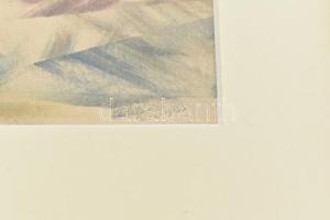 Ruzicskay György (1896-1993): Kompozíció. Vegyes technika, papír, jelzett, üvegezett fakeretben, 9,5...